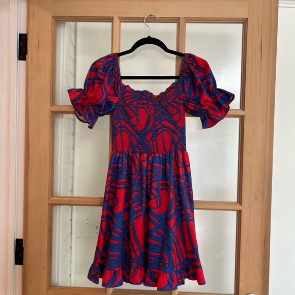 Sunday Up Red and Blue Ruffle Dress Size Small - Picture 2 of 2